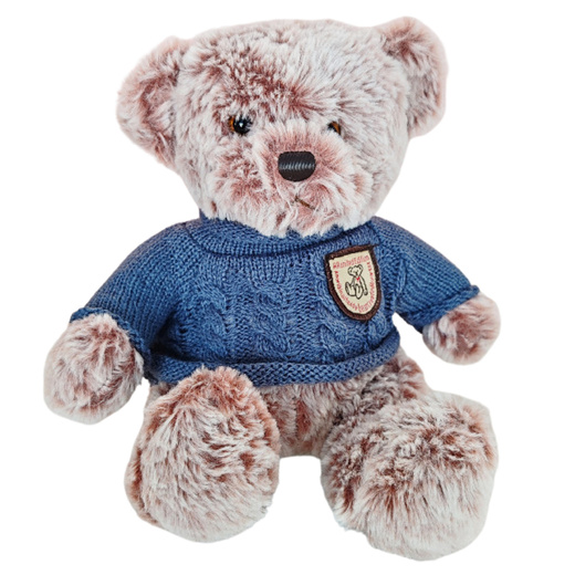 Plüsch Maskottchen Kuscheltier Teddybär Grau Blau Pullover 21cm