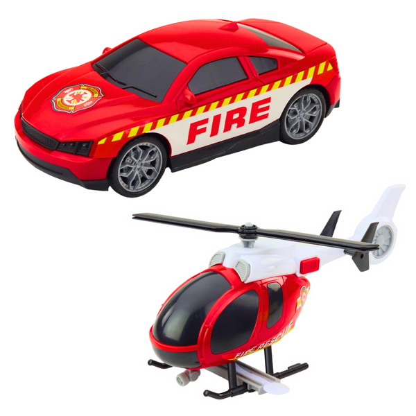 Fire Truck Helicopter Car Lights Sounds Set