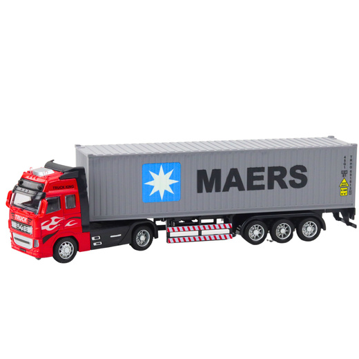 LKW-Container mit Rückzugantrieb, öffnende Türen, grau/rot