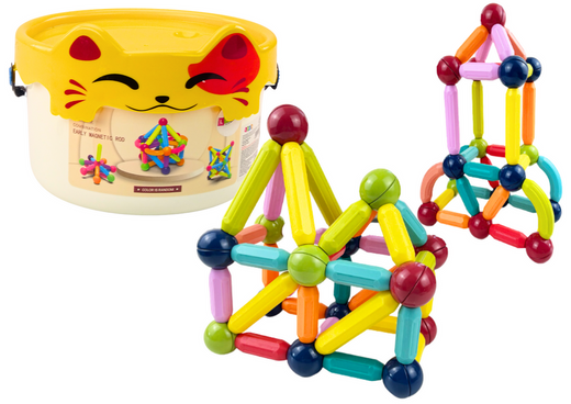 Magnetic Blocks in a Bucket 56 Elements Yellow Cat