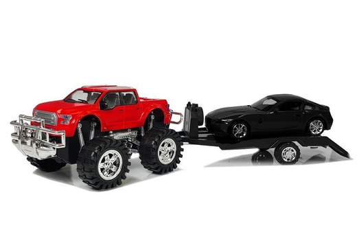 Fahrzeugset Rot Monstertruck Schwarz BMW Caravan 58 cm
