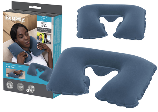 Inflatable Travel Pillow Croissant Blue Bestway 67006