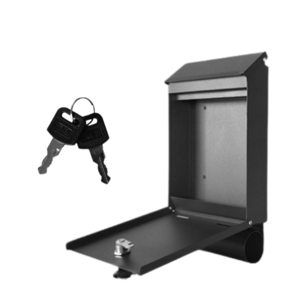 Briefkasten für Briefe und Zeitungen, schwarz verzinkter Stahl, 32,5 x 22,5 x 9,5 cm