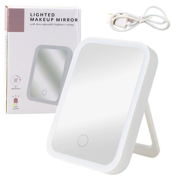 LED Illuminated Mirror 3 Lighting Modes 90° Tilt Angle White