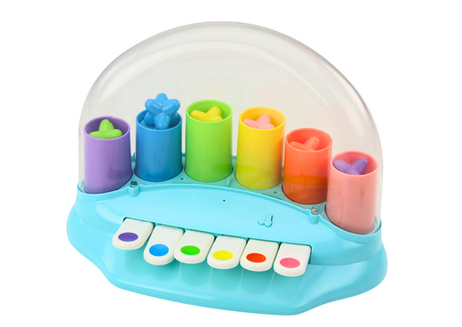 Interaktives Klavier mit blauen Pop-Up-Sternen