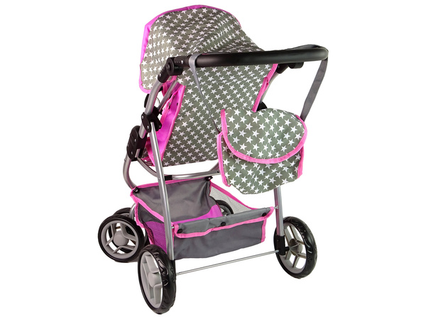 Baby Doll Stroller 2-in-1 Carrycot Bag Pink Stars