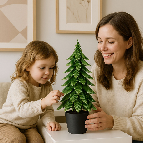 Artificial Decorative Christmas Tree in a Pot, Silver Finish, 32 x 12 cm