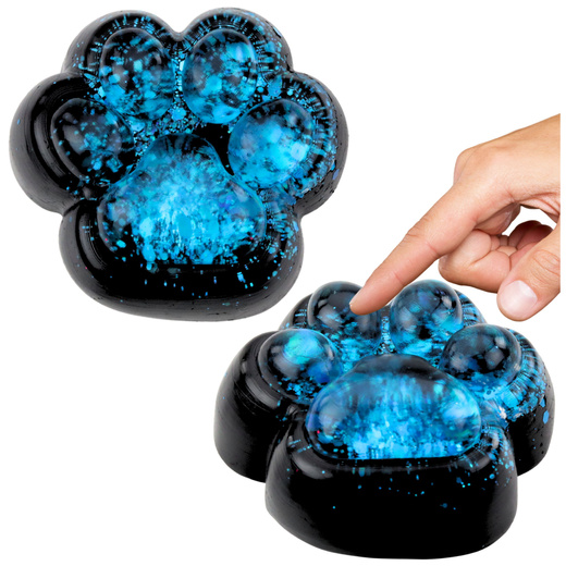 Squishy Cat Paw Anti-Stress Sensory Squishy Black Blue Glitter