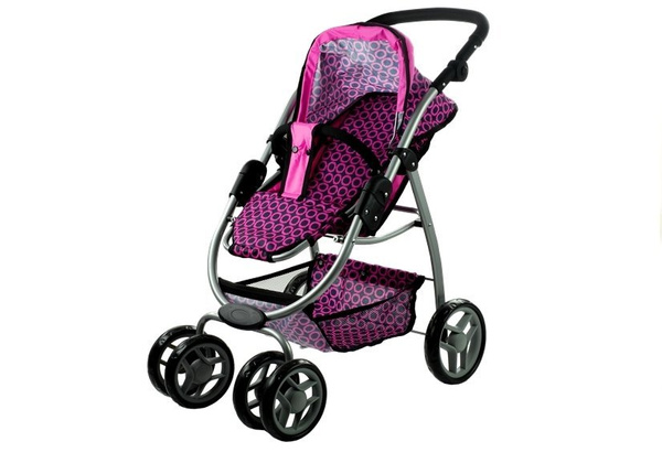 2in1 Doll Bogie and Stroller Alice - Pink With Black Dots
