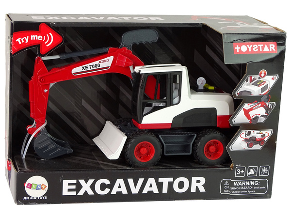 Red Moving Bucket Excavator.