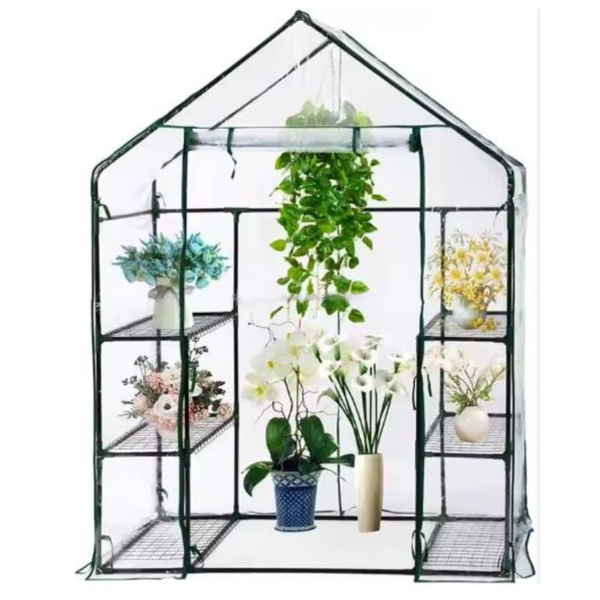 Mini-Gewächshaus für Balkon und Garten, 4 Metallregale, PVC-Folie, 195 x 143 x 73 cm