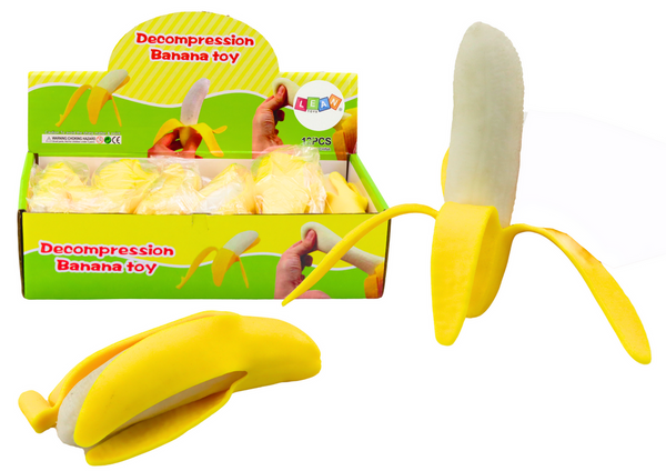 Dehnbarer gelber Bananen-Squishy aus Gummi mit Schale