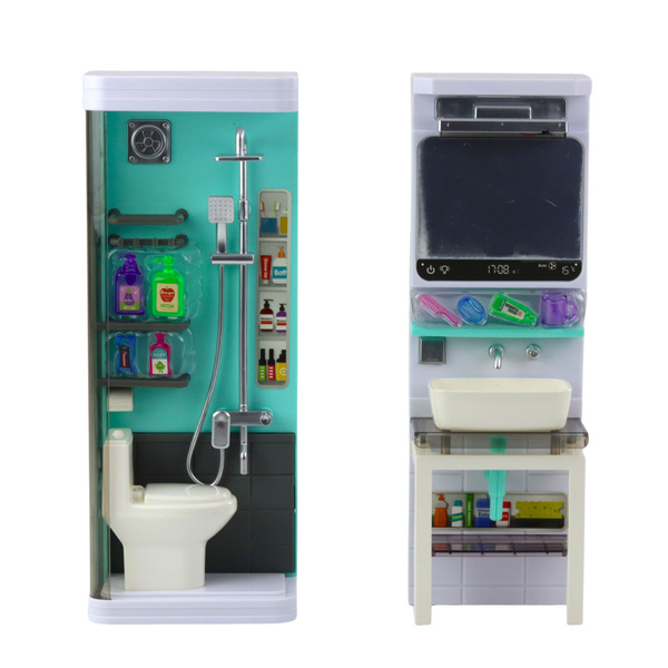 Toy Bathroom Shower Sink Toilet Lights Sounds Accessories