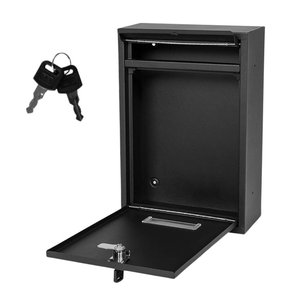 Briefkasten für Briefe, Stahl verzinkt, schwarz, 32x21,5x8,5cm