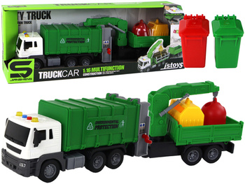 Garbage Truck With Crane Friction Drive Green 1:16