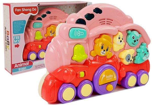 Interactive Locomotive with Animals Animal Sounds Light Effects Pink