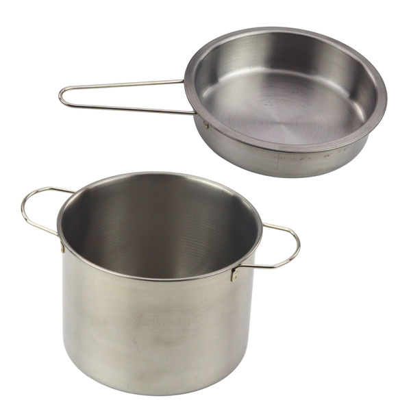 Set of kitchen utensils in a backpack - metal pots and spoons, 12 pieces.