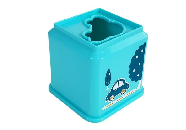 Pyramid of Cups Square with Pictures of Vehicles Sorter for a Baby