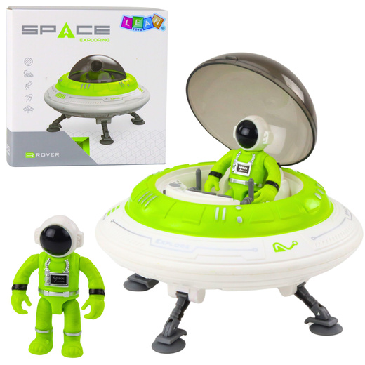 Ufo Spaceship Astronaut Figure Lights Sounds Green