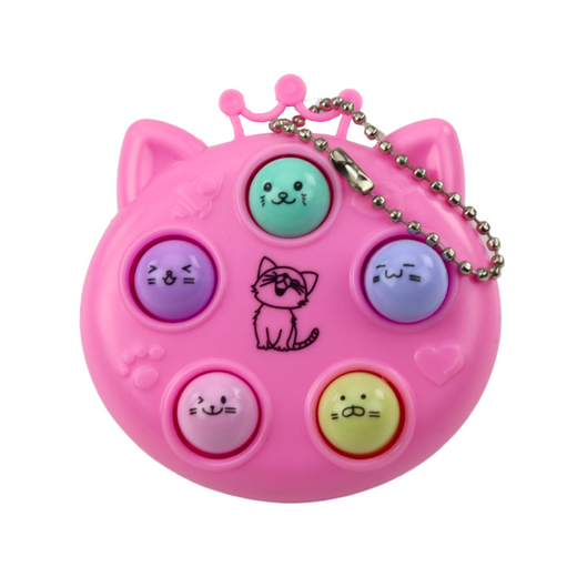 Schlüsselanhänger Mini-Arcade-Spiel Wac A Mole Cats Lila Rosa Gelb