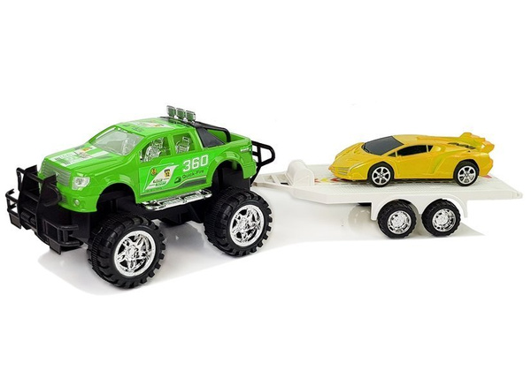 Set of Vehicles Yellow Sportcars Green Off-Road with Friction