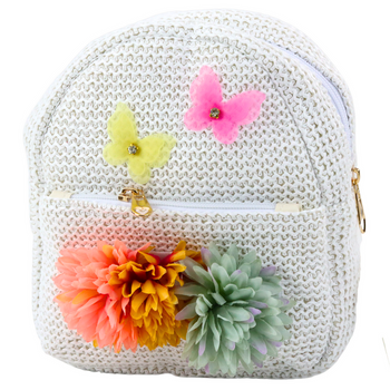 Kinderrucksack bestickt mit Schmetterlingen und Blumen 2,5L 20cm