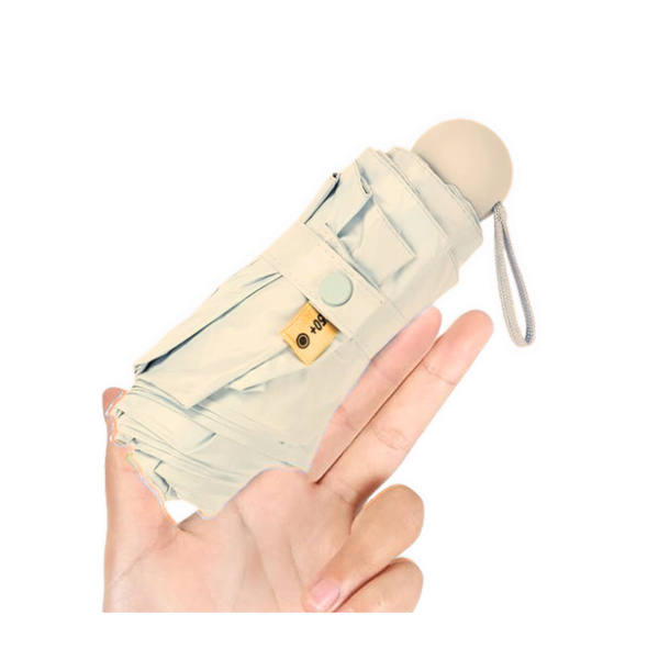 Folding Pocket Umbrella with UV Protection UPF 50+ Case Beige 90 cm