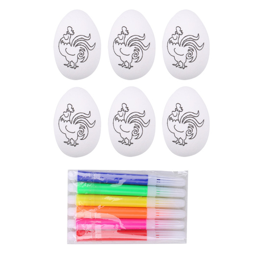 Easter Styrofoam Eggs For Painting Markers Markers Roosters 6pcs