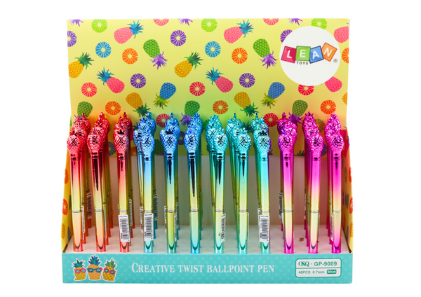Pineapple Ballpoint Pen Shiny Gold Color Blue Refill 0.7mm Mix