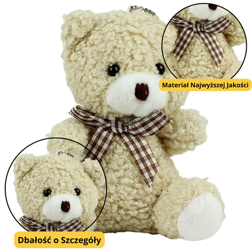 Teddybär Schlüsselanhänger Anhänger Dekoration Beige 8cm
