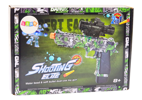 Electric Water Bullet Gun, 2in1 Arrows, Green