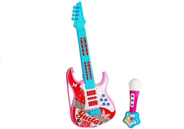 Electric Guitar With Microphone Strings Toy Pink