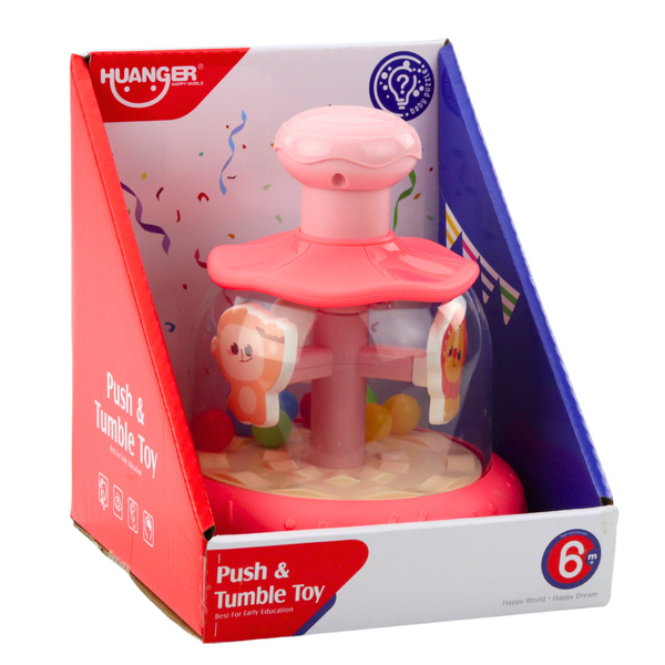 Karussell Kreisel mit Kugeln und Tieren Nilpferd Löwe Affe Rosa