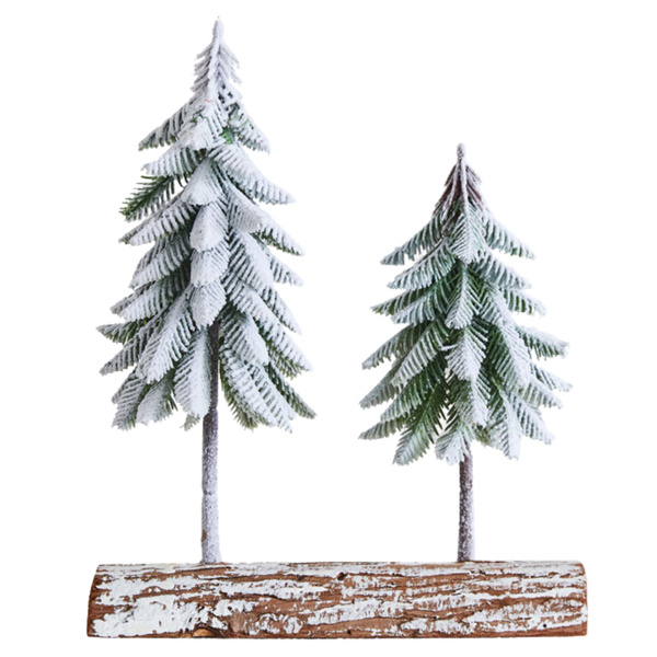 Christmas Tree Composition Decoration on a Trunk Covered with Snow 34 x 28 cm