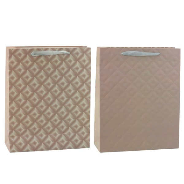 Geprägte beige Geschenktüte 32 x 26 x 10 cm