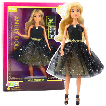 Anlily Doll Ball Gown Black and Gold Movable Limbs Blonde Hair