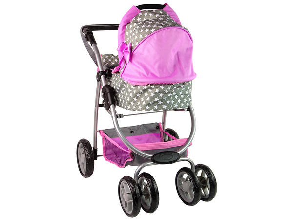 Baby-Puppenwagen 2-in-1 Tragetasche Rosa Sterne