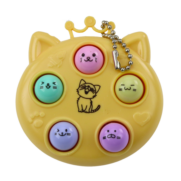 Keychain Mini Arcade Game Wac A Mole Kittens Purple Pink Yellow