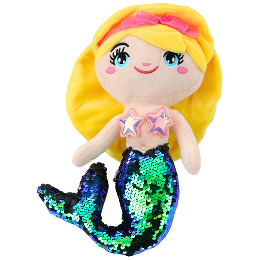 Plüsch Meerjungfrau Kuscheltier Schwanz Pailletten Grün 30cm