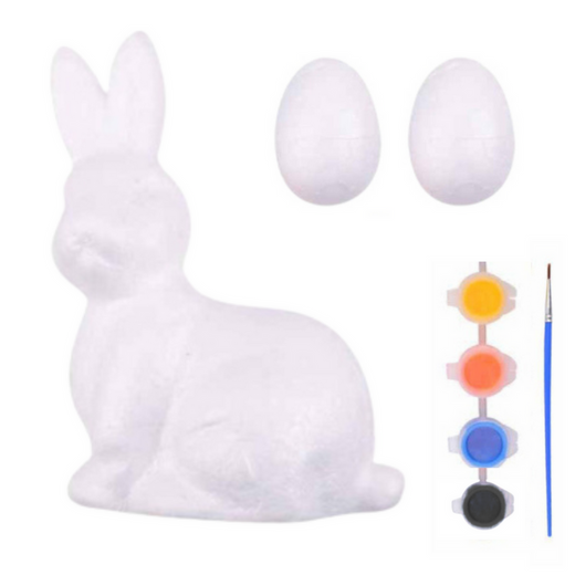 Bunny Styrofoam Decorations Painting Kit 2 Eggs Paints