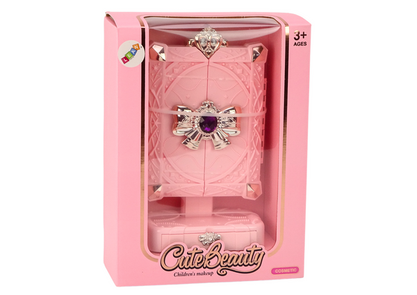 Beauty-Set, Spiegel auf verstellbarem Ständer, Rosa