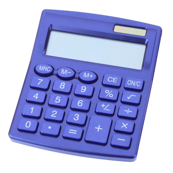 Classic 8-Digit LCD Solar Navy Blue Office School Calculator