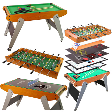 8-in-1 Mobiler Spieltisch für Tischfußball, Billard, Bowling, Hockey, Tischtennis, Curling