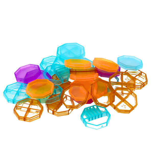 Set of Magnetic Blocks in a Suitcase, Colorful, 57 Pieces