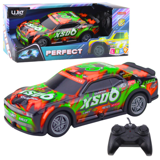 Remote Controlled Racing Car with Light-Up Body Orange and Green