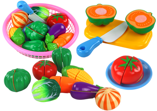 Set of Velcro Vegetables in a Basket 8 Pcs Plate Knife