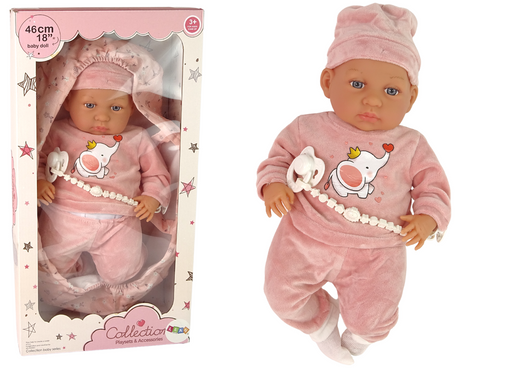 Babypuppe 46 cm Rosa Nuckel Baby Elefant