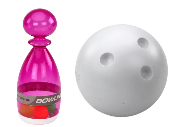Bowling-Set mit 6 transparenten bunten Bowling-Pins