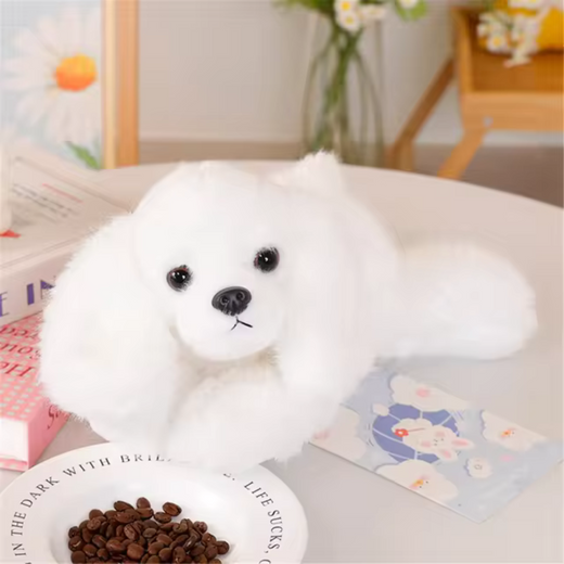 Plush Maltese Dog With Weighted Paws White 30cm