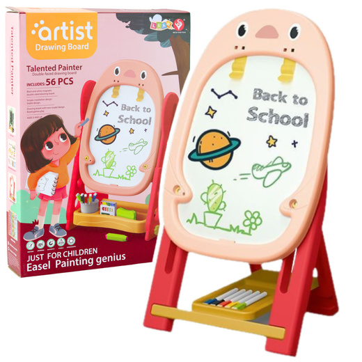 Doppelseitiges Magnetbrett Pinguin-Spielset Zubehör 56-teilig Rosa